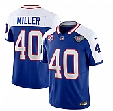 Men & Women & Youth Buffalo Bills #40 Von Miller Blue White 2023 F.U.S.E. 75th Anniversary Throwback Vapor Untouchable Limited Football Stitched Jersey,baseball caps,new era cap wholesale,wholesale hats